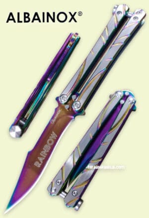 Albainox Rainbow Trident Balisong butterfly knife