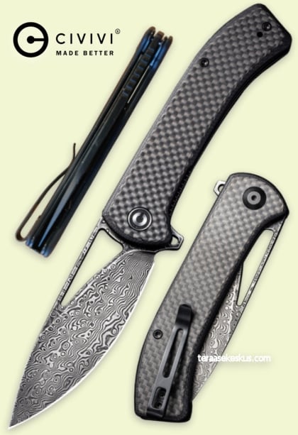 CIVIVI Riffle Damascus Twill Carbon C2024DS-1 folding knife
