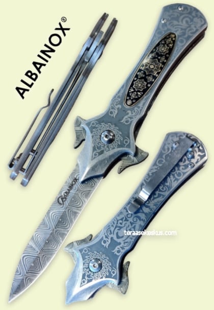 Albainox FOS Damascus Pattern Crusader folding knife