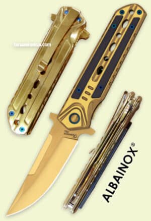Albainox Full Gold Linerlock folding knife