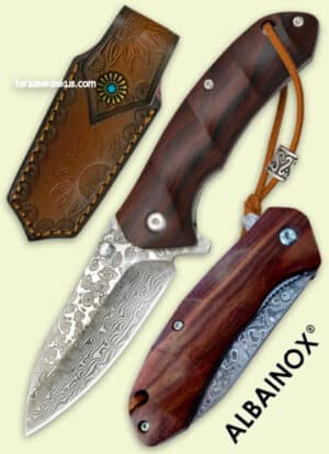Albainox Handmade Damascus Flipper folding knife