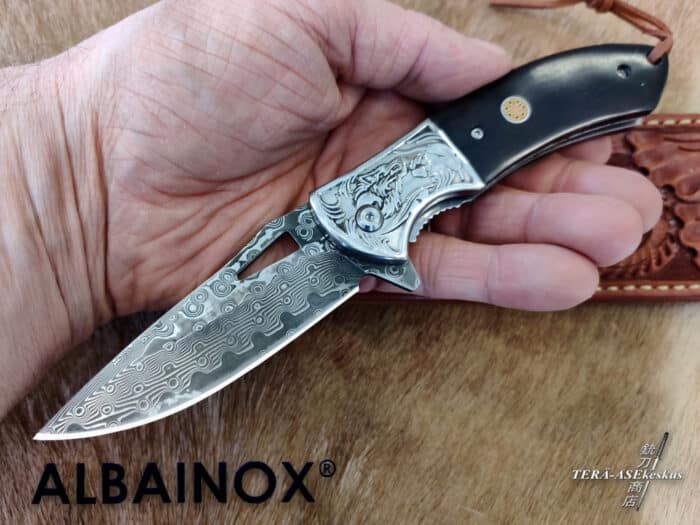 Albainox Premium Handmade Damascus Flipper kääntöveitsi