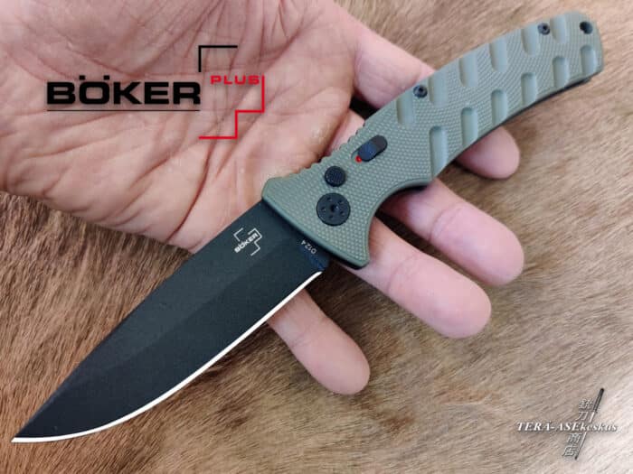 Böker Plus Large Strike OD Green Auto knife