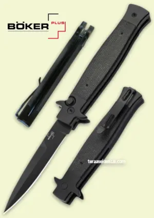 Böker Plus Stiletto 3.5 All Black automaattiveitsi