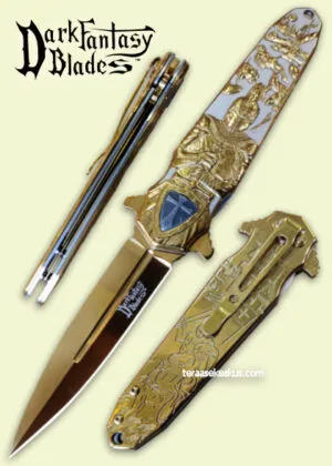 Dark Fantasy Blades - Gold Crusader A/O folding knife