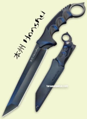 Honshu Aizu Ring Fighter Black Tanto knife