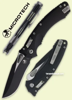 Microtech Amphibian Fluted Black G10 folding knife