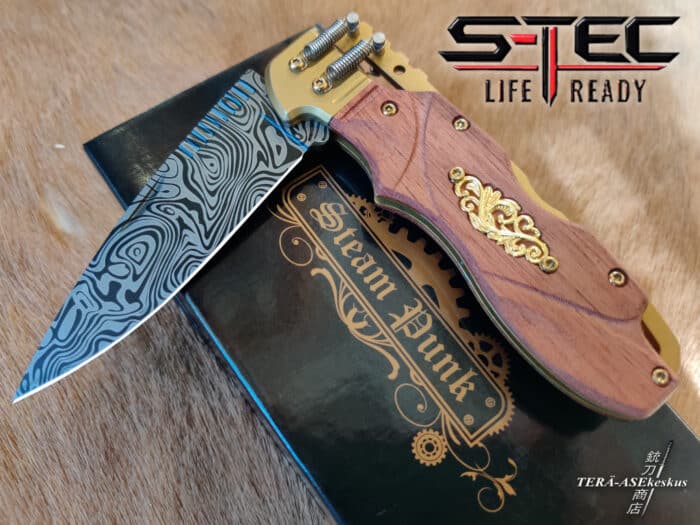 S-TEC Steampunk Spine Lock folding knife