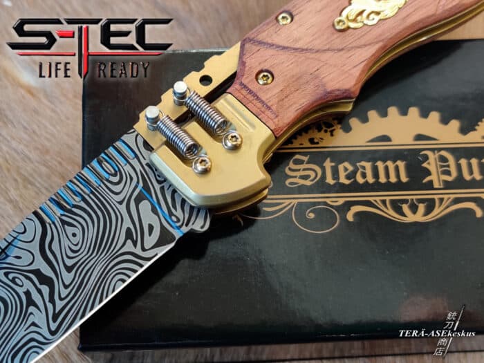 S-TEC Steampunk Spine Lock folding knife