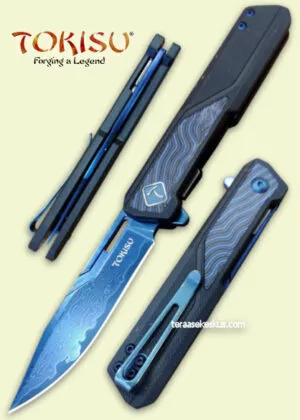 Tokisu Titanium Damascus Flipper folding knife